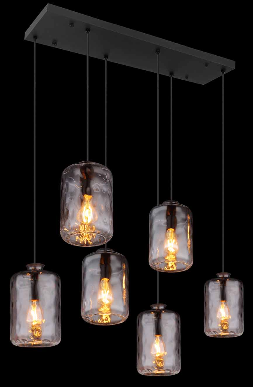 Lampada a sospensione Darina nera con vetro fumé – immagine 3