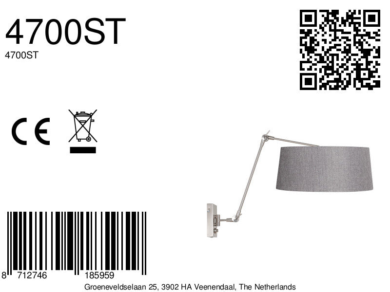 wandlamp-in-geborsteld-staal-met-grijze-linnen-kap-steinhauer-prestige-chic-variant-image8a