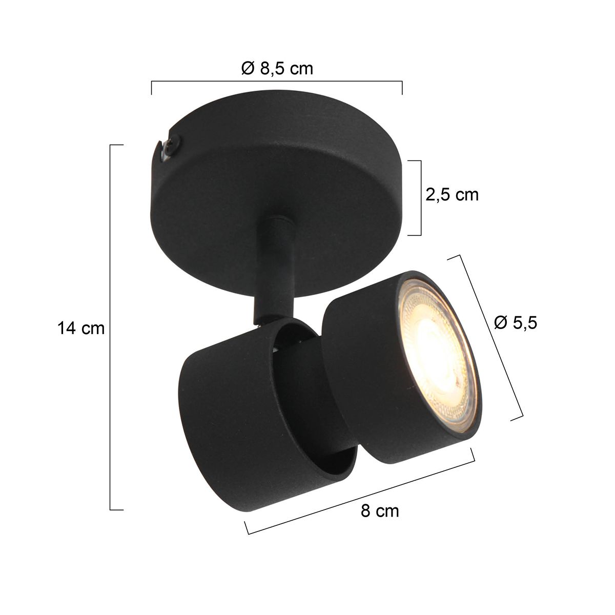 Sort LED-spot Steinhauer Natasja – måltegning