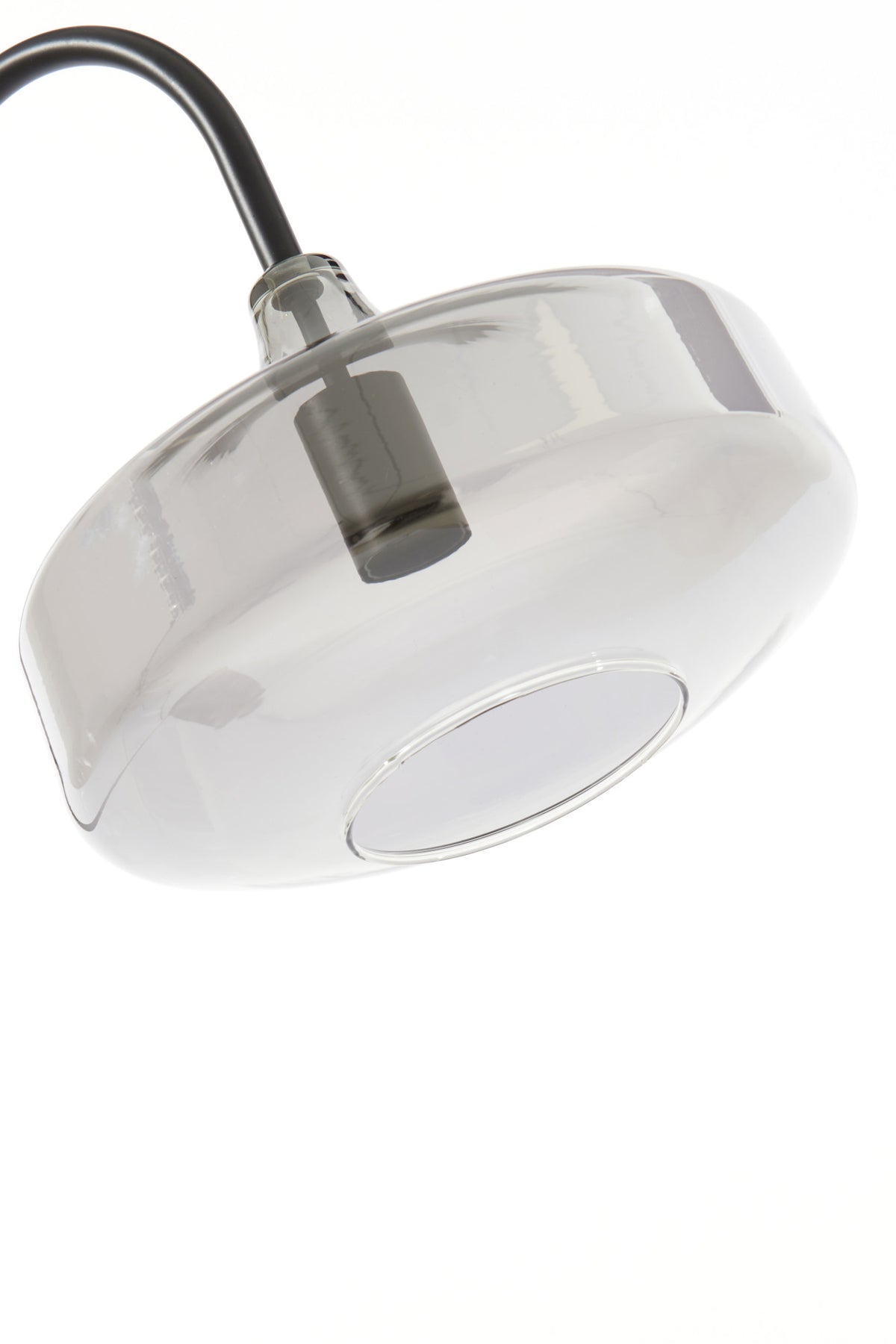 Czarna lampa podłogowa Solna z dymionym szkłem – Light & Living – rysunek z wymiarami