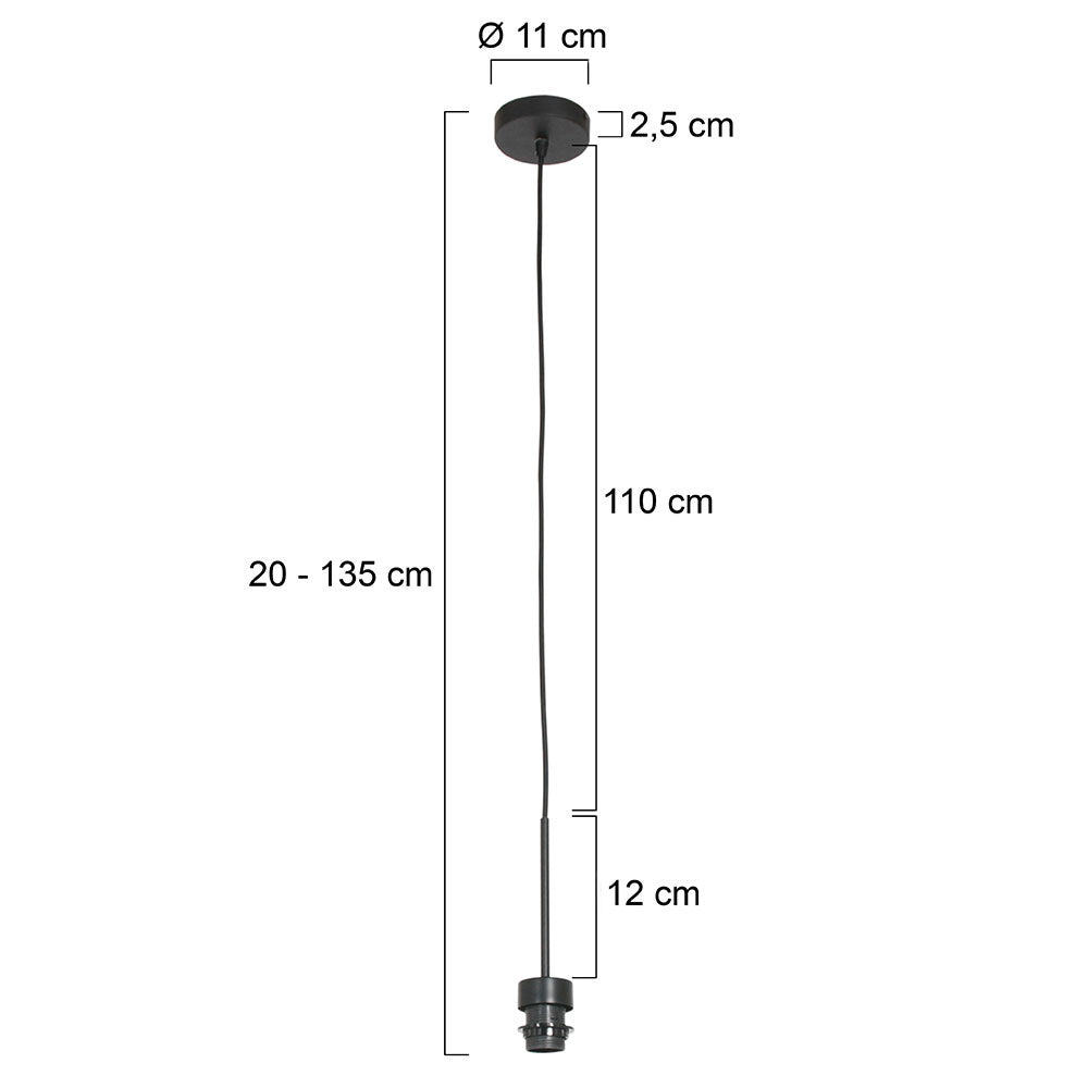 Czarna lampa wisząca Steinhauer Sparkled Light – rysunek z wymiarami
