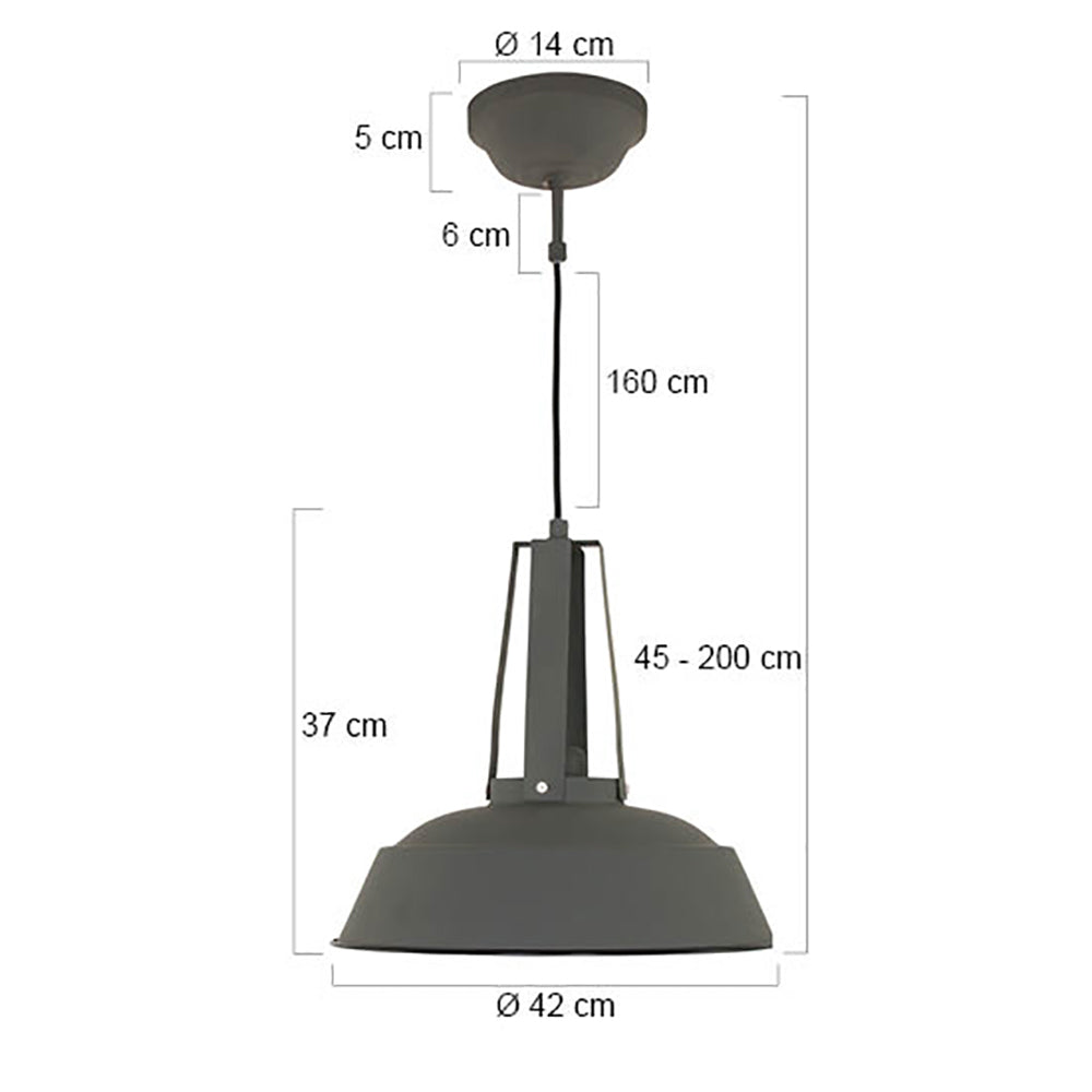 Mexlite Eden pendel i gråt metal Ø42 cm – måltegning