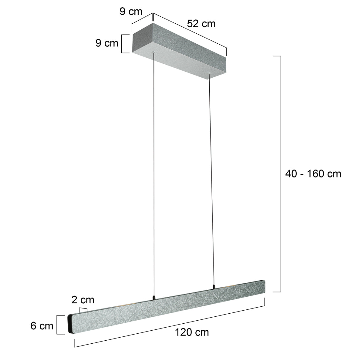Steinhauer Fluxy LED Pendant Light in Steel with Motion Dimmer – dimension drawing