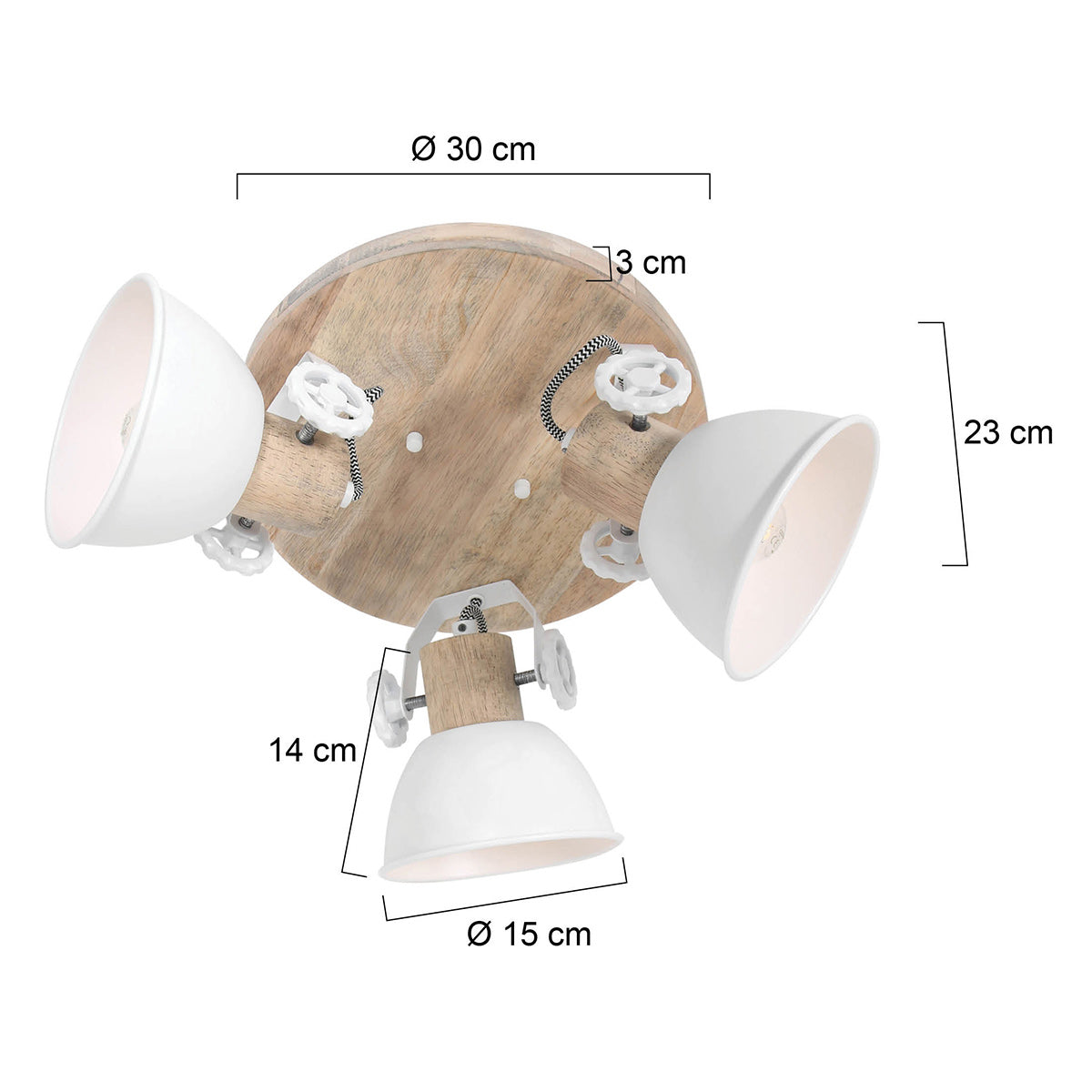 Таванен спот Mexlite Gearwood с 3 светлини – чертеж с размери