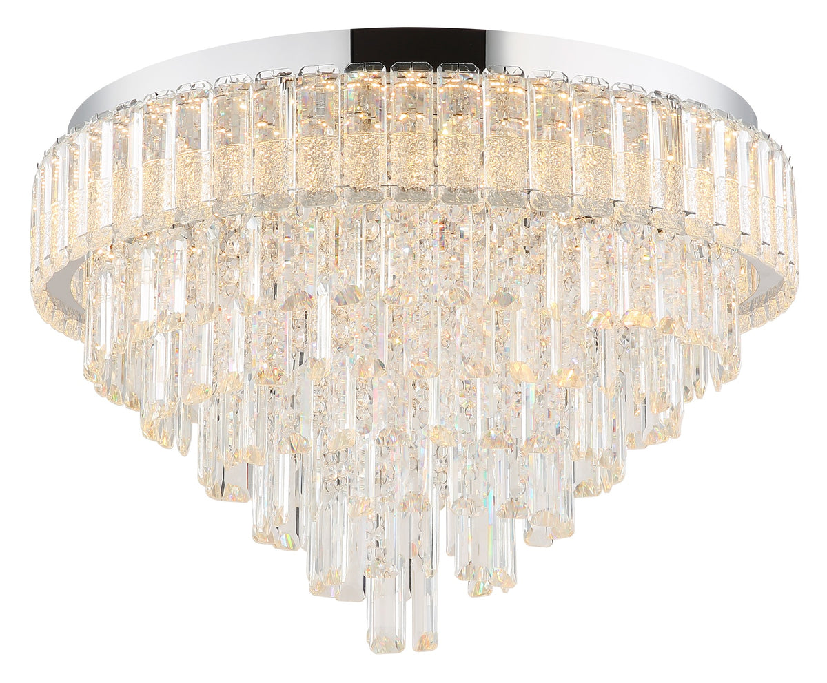Grande lâmpada de teto LED de cristal cromado – desenho com dimensões