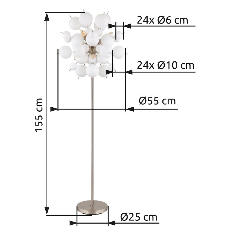 Lampada da terra UDO con sfere in vetro bianco – immagine 5