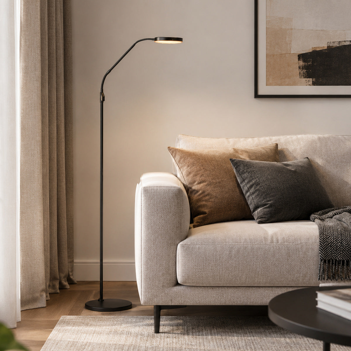 Zwarte LED-vloerlamp Soleil 2 met richtbaar licht – afbeelding 2