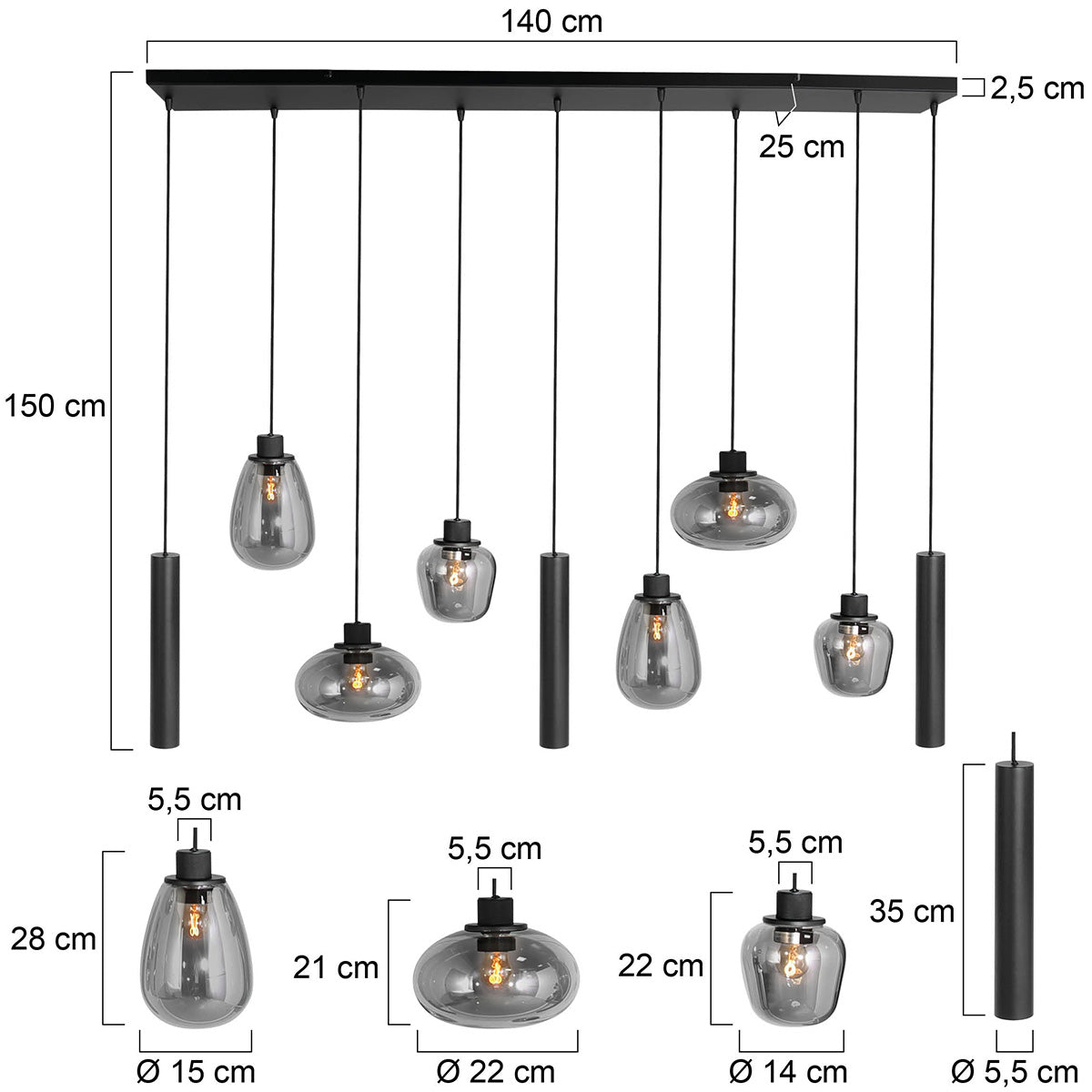 zwarte-9-lichts-hanglamp-kokers-glasvormen-steinhauer-reflexion-variant-image7