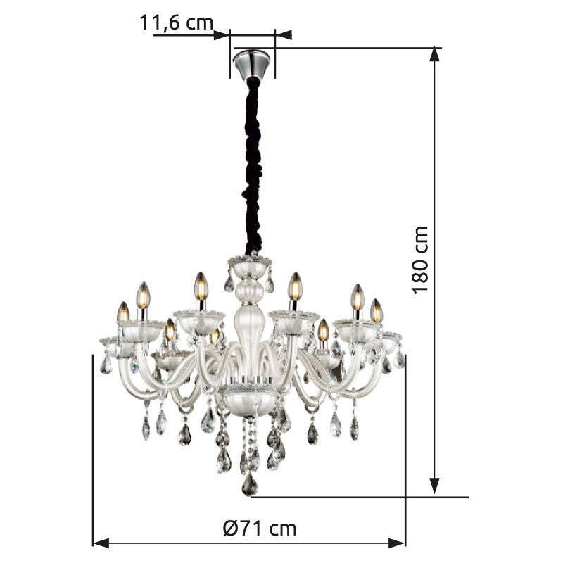 Grande lampadario di vetro bianco – immagine 5
