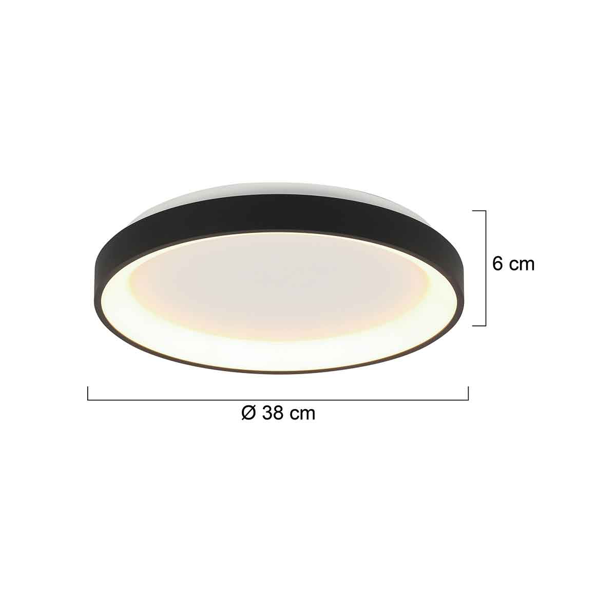Черна кръгла LED плафониера Steinhauer Ringlede – чертеж с размери