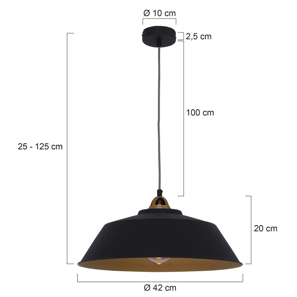 Mexlite Nove pendel i sort metal Ø42 cm – måltegning