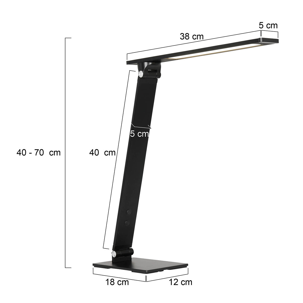 Steinhauer Serenade bureaulamp zwart LED – maattekening