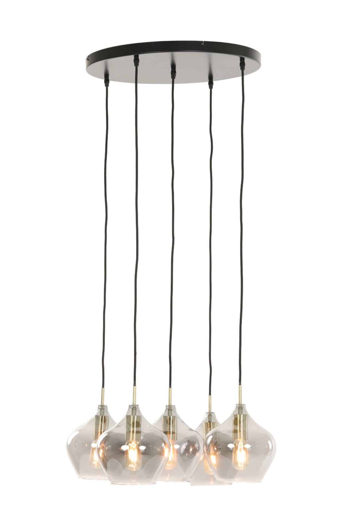 Szklana lampa wisząca pięciopunktowa Light & Living Rakel – rysunek z wymiarami