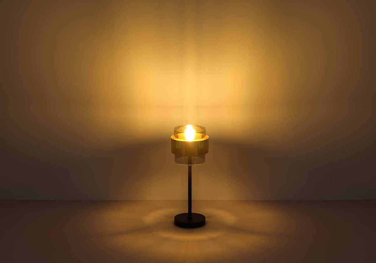 Klasyczna lampa stołowa Globo Milley – czerń i mosiądz – zdjęcie 4