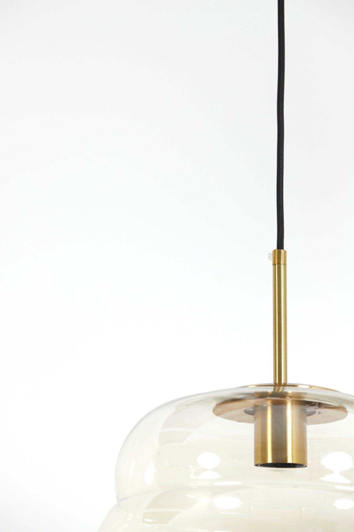 Retro złota lampa wisząca z białym szkłem dymionym Misty – rysunek z wymiarami