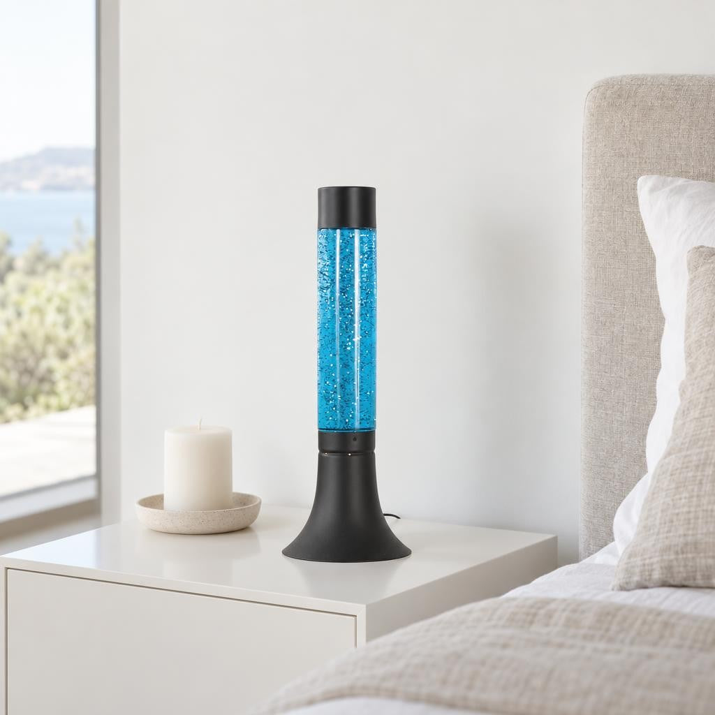 Zwarte glitterlavalamp Mexlite Volcan – sfeerbeeld