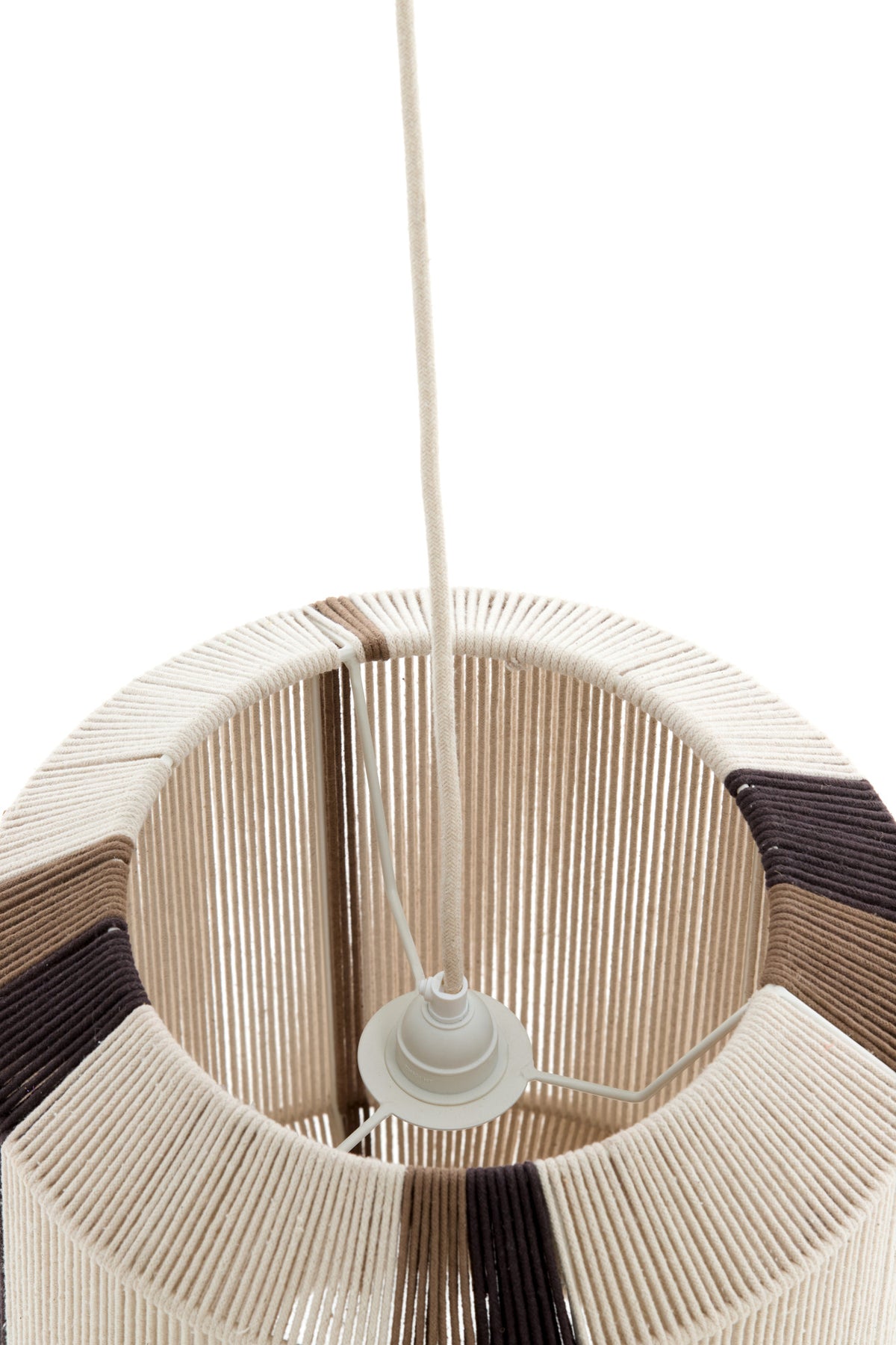 Lampada a sospensione Kozana in tessuto naturale a righe – immagine 6