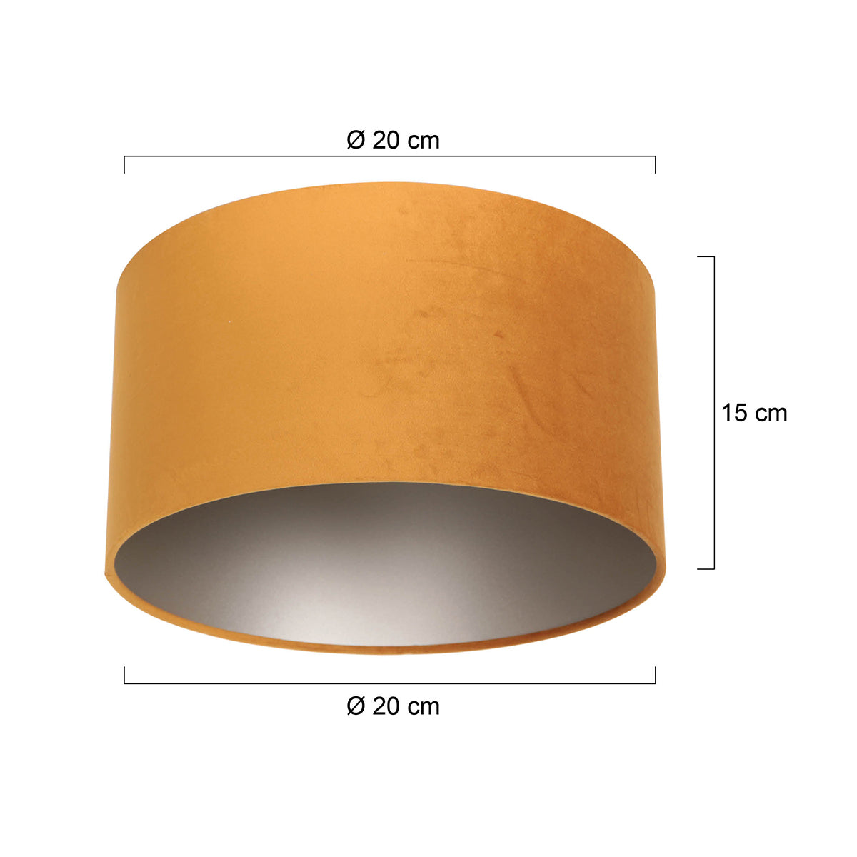 Steinhauer Gold Velvet Lampshade E27 Ø20 cm – dimension drawing