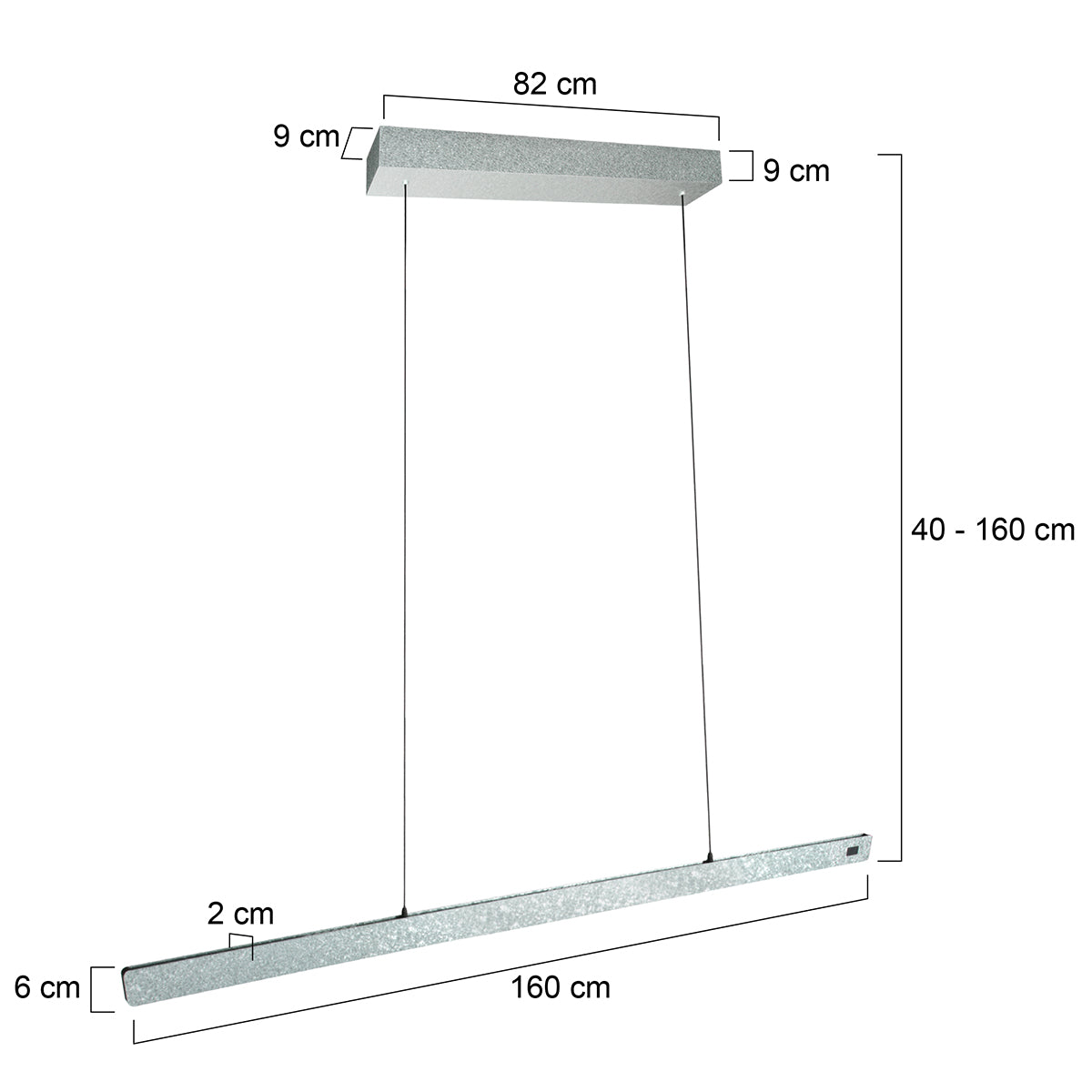 Дизайнерска висяща лампа Steinhauer Fluxy 4190ST с LED – чертеж с размери