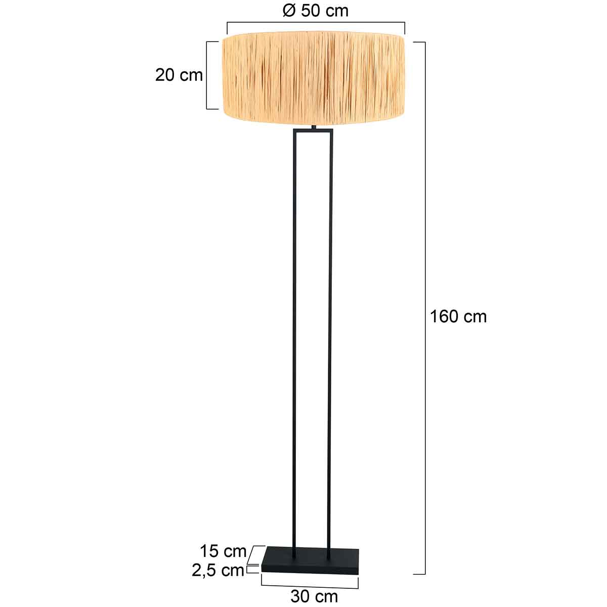 Steinhauer Stang Black Bohemian Floor Lamp – dimension drawing