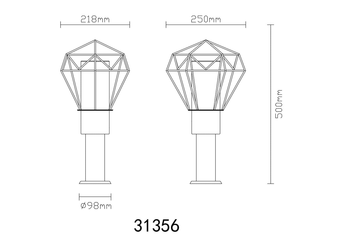 Zwarte metalen staande buitenlamp met geometrisch frame – afbeelding 5