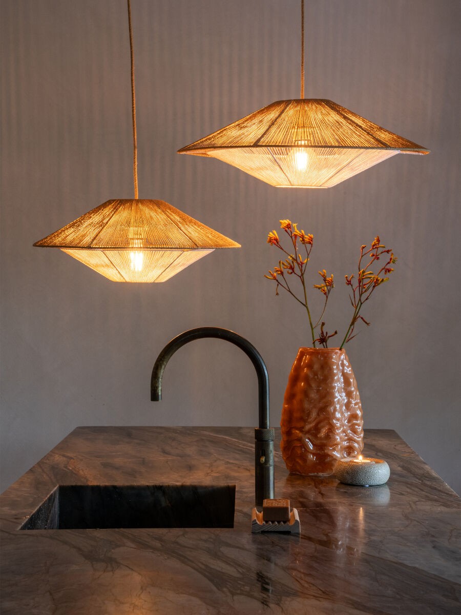 Lampada a sospensione in carta di colore naturale affascinante GOOD&MOJO Lumbini – disegno con le misure