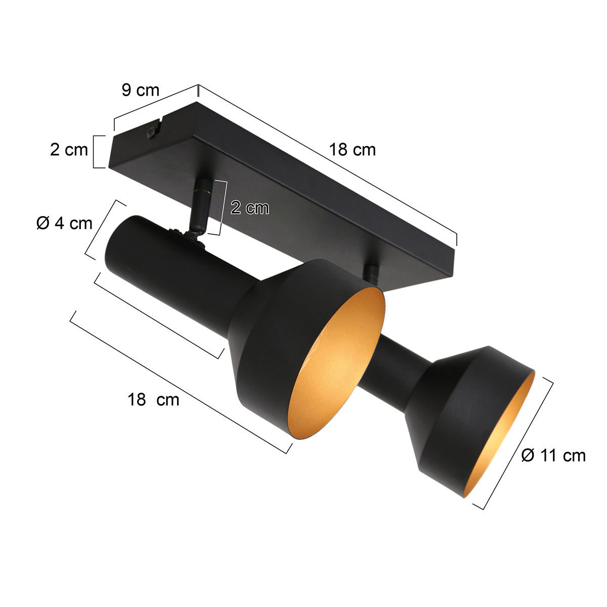 Anne Light & Home Bundle 2-Light Ceiling Spotlight – dimension drawing