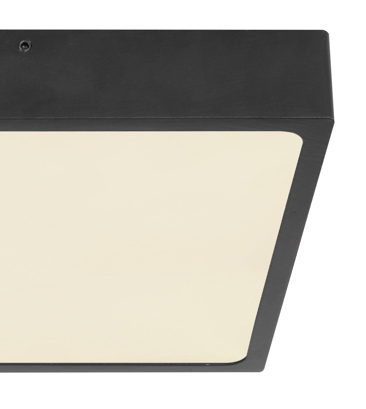 Zwarte metalen plafondlamp met opale diffuser en afgeronde hoeken – afbeelding 4