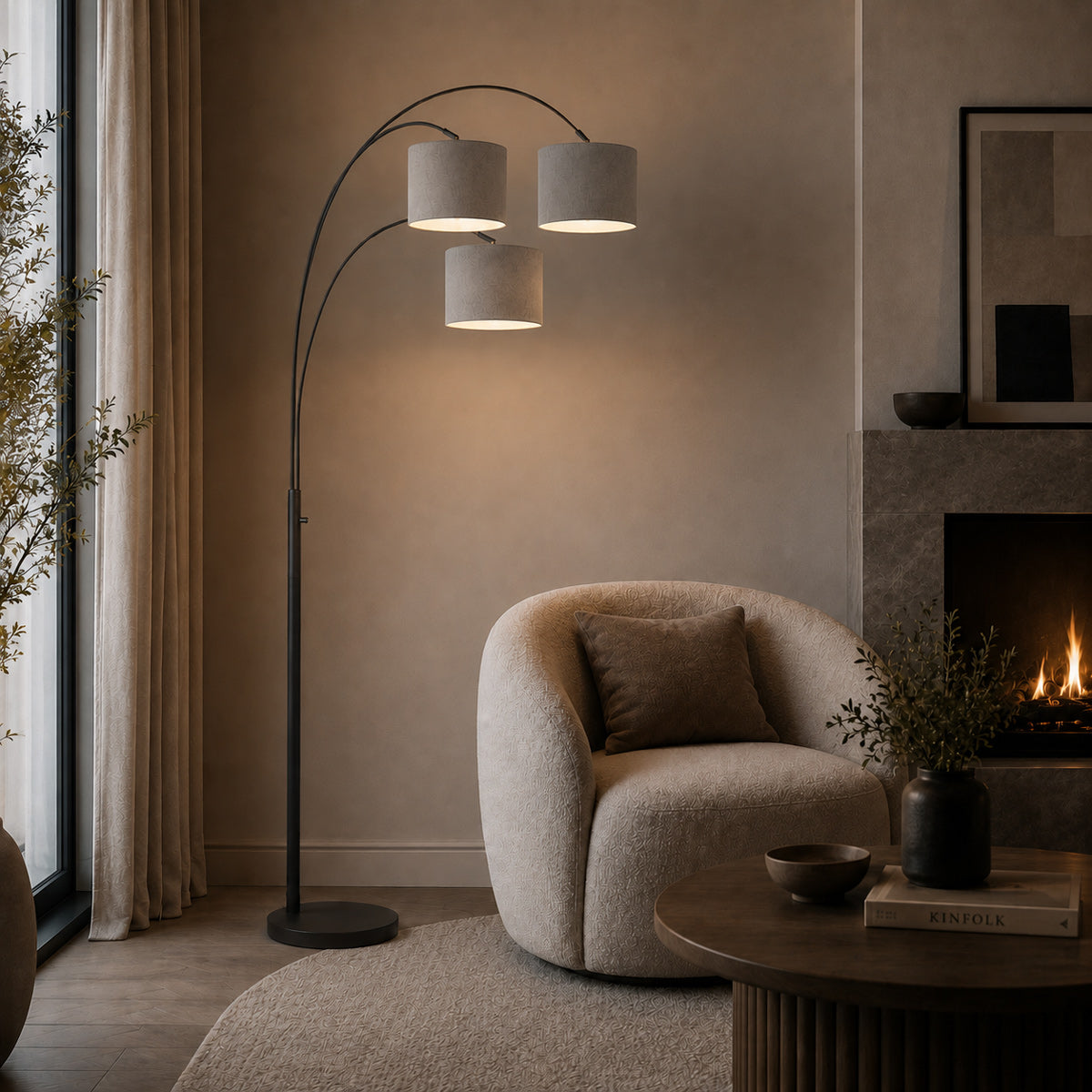 zwarte-moderne-booglamp-met-grijze-kappen-steinhauer-sparkled-light-variant-image2