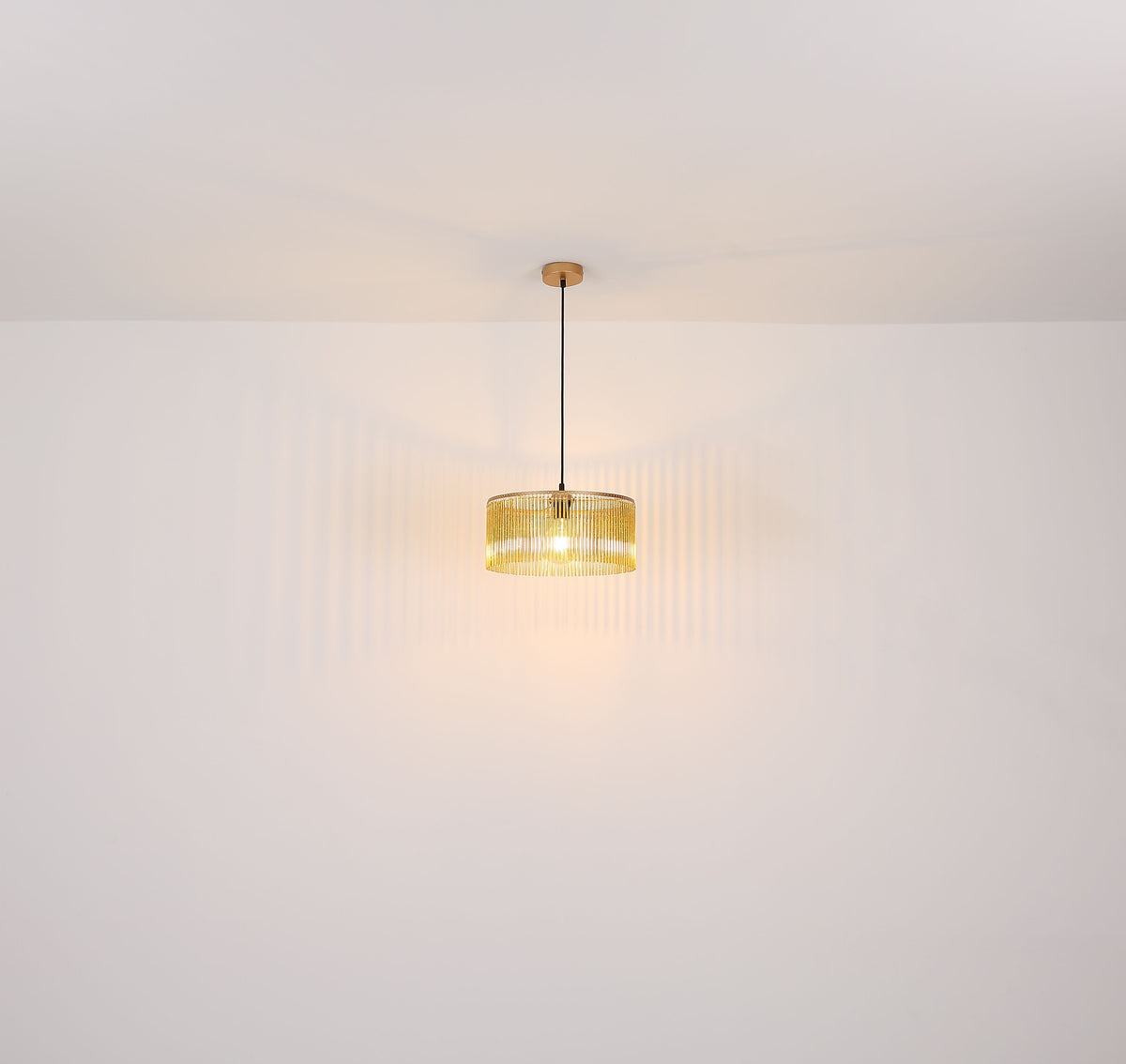 Leeds hanglamp goud met 4 amberkleurige kappen – maattekening