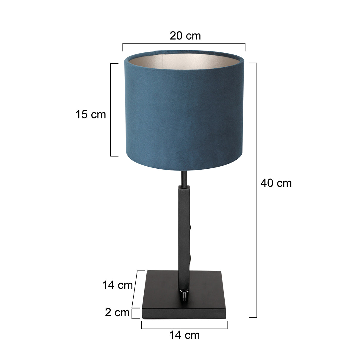 Steinhauer Stang bordlampe – sort med blå skærm – måltegning