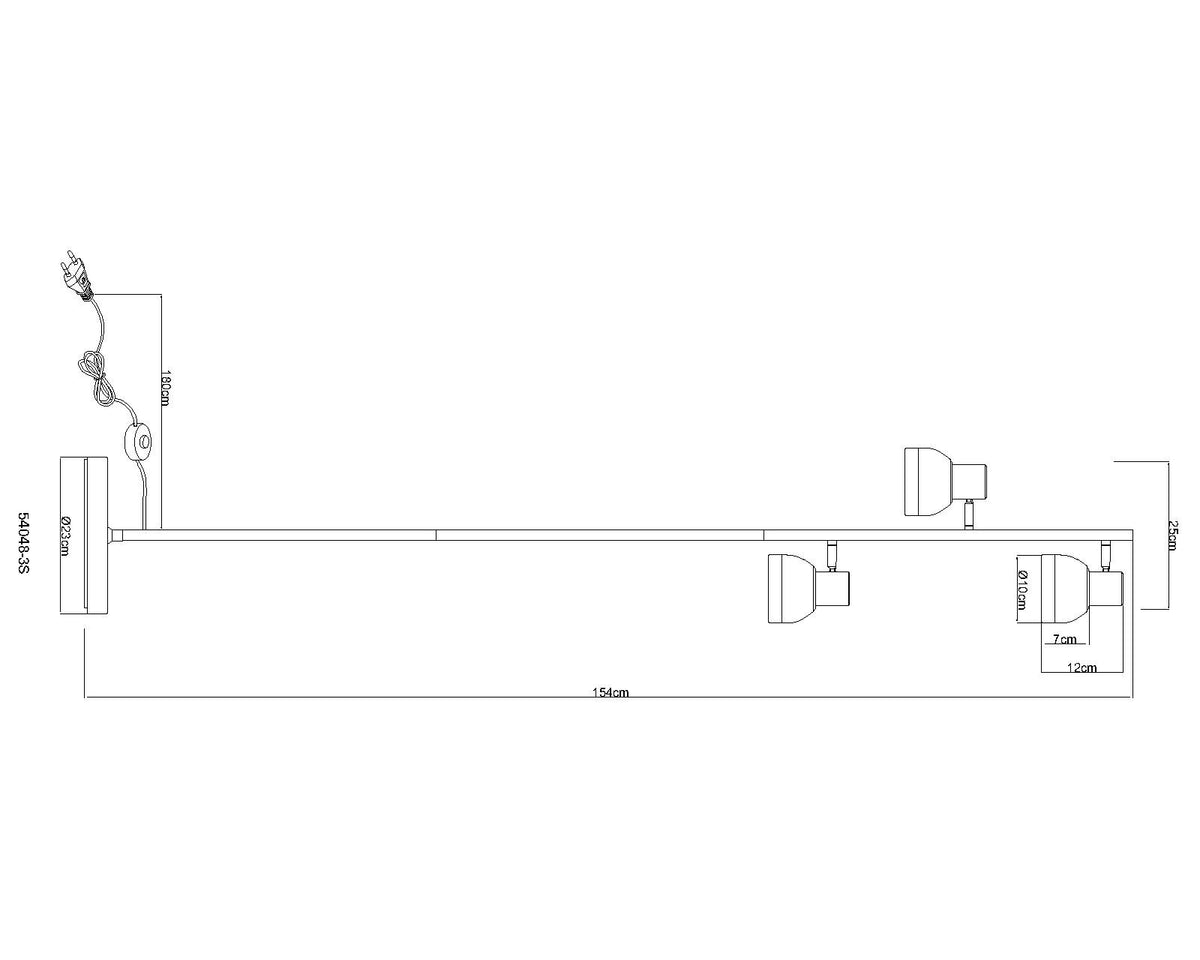 Luz de chão de 3 lâmpadas em vidro gunmetal sutil – desenho com dimensões