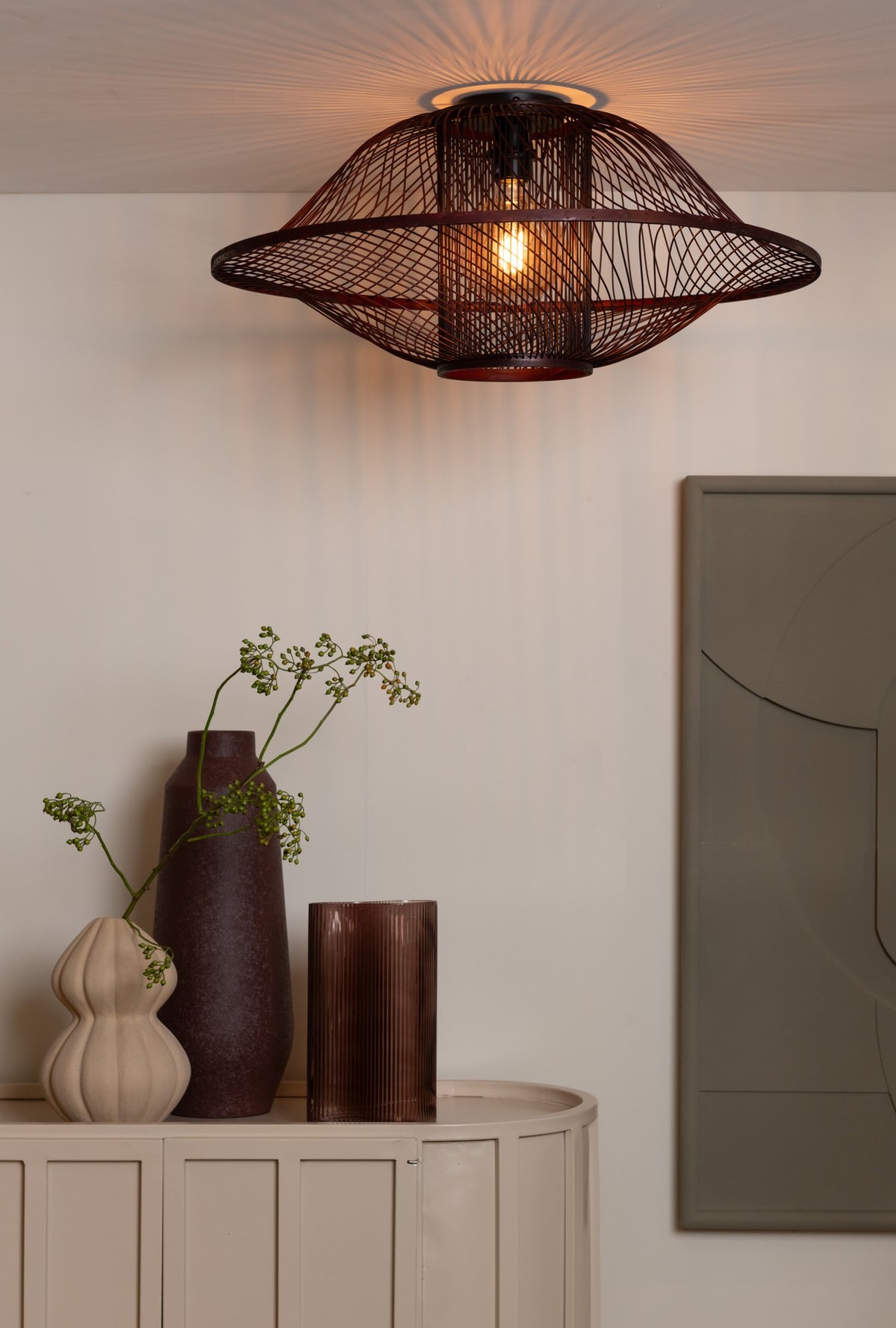Lampada da soffitto in bambù bordeaux senza tempo GOOD&MOJO Maui – immagine 1