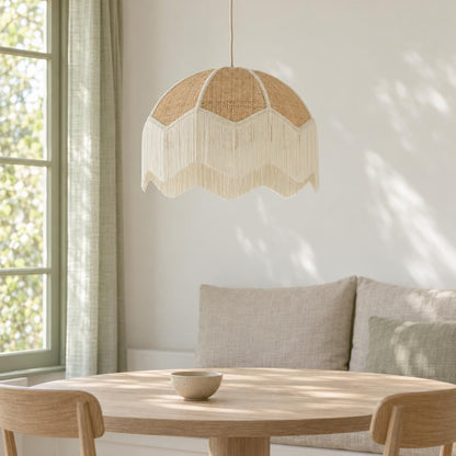Raffia vintage hanglamp beige Light & Living Malacia – sfeerbeeld