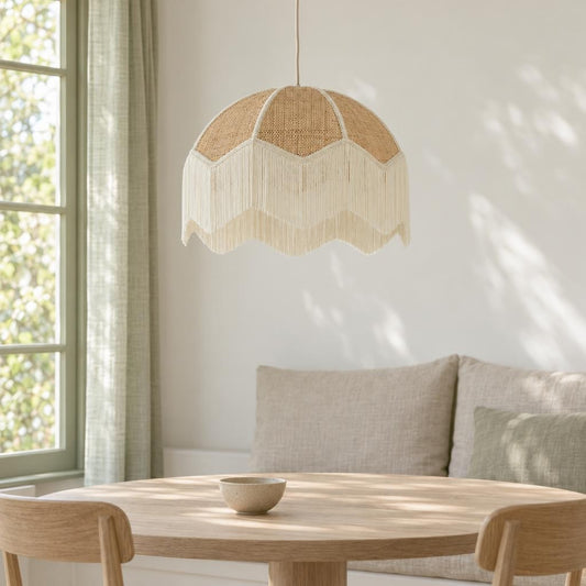 Béžová vintage závěsná lampa Malacia | Light & Living – fotografie v interiéru