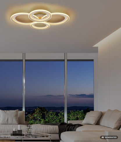 Grande lampada a soffitto LED metallica color sabbia – immagine 5