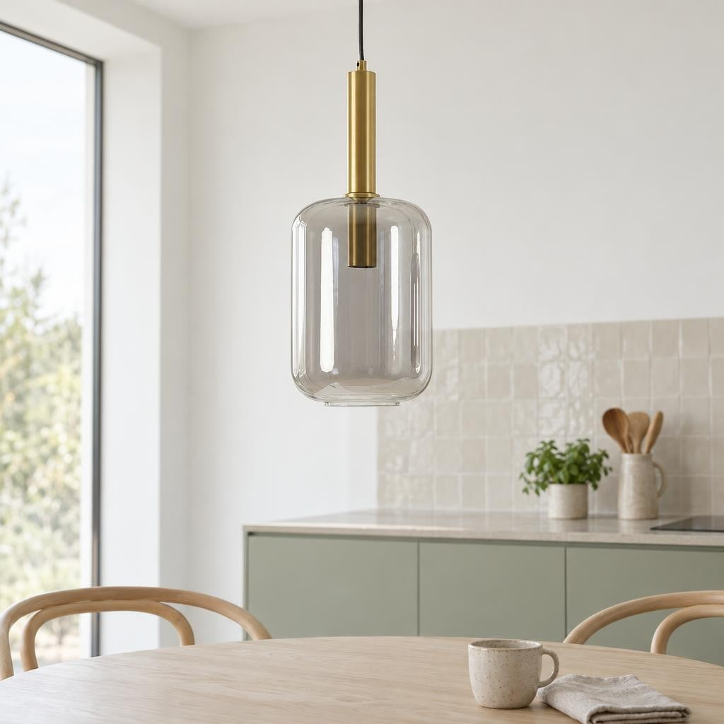 Bronsfärgad glaspendellampa Light & Living Lekar – miljöbild