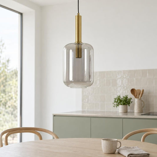 Lampada a sospensione in vetro bronzo Light & Living Lekar – foto d'ambiente