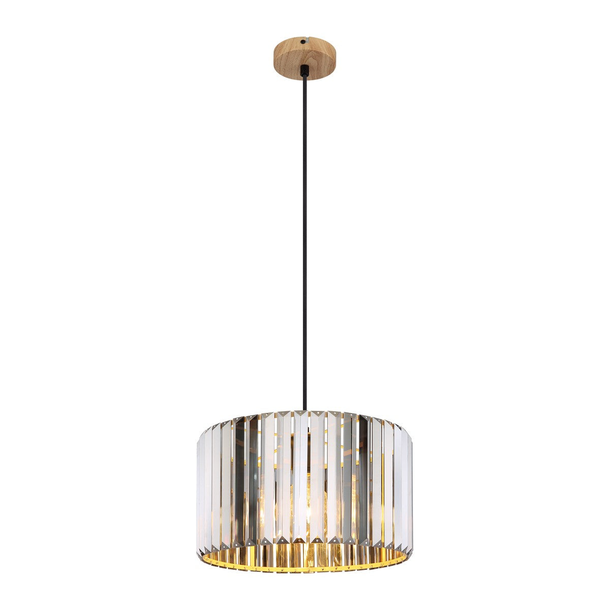 Lustre elegante de cor madeira em cristal