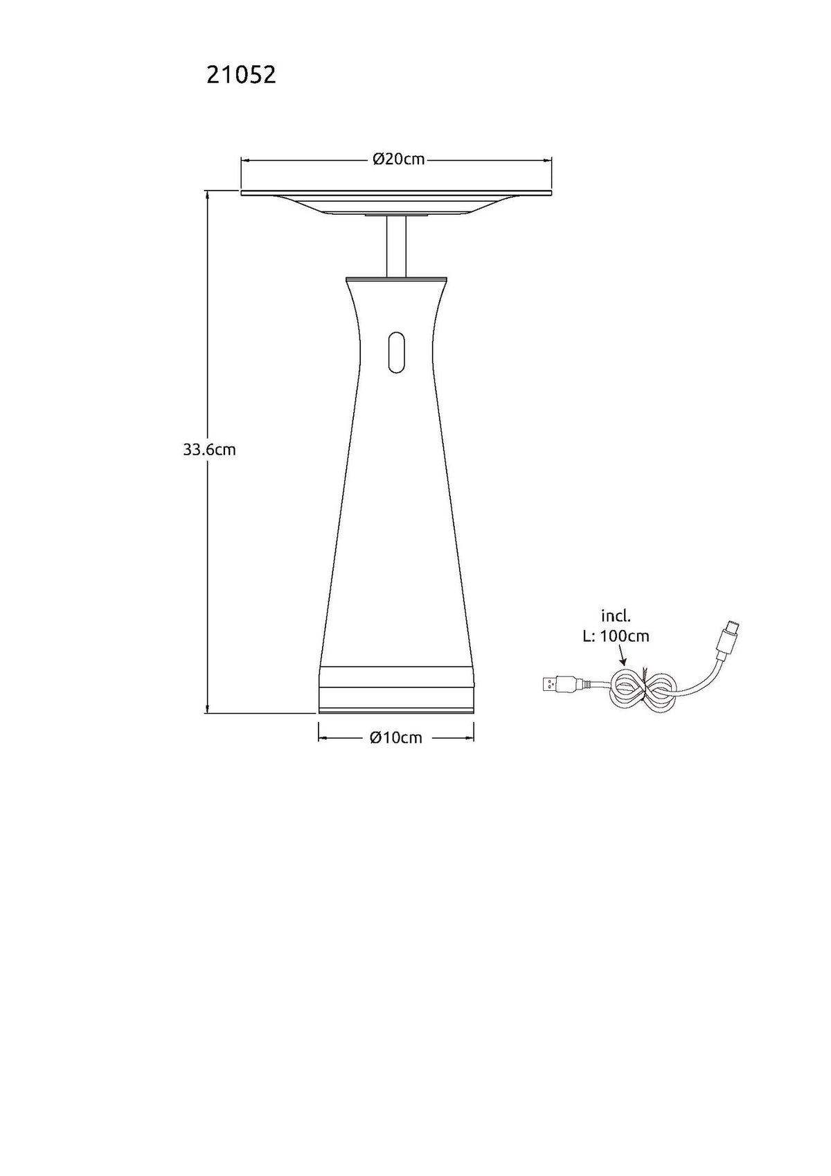 Lampada da tavolo LED in travertino grigio grande e caratteristico – disegno con le misure