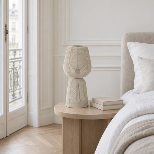 Light & Living Aboso Japandi Table Lamp – Beige & White – lifestyle image