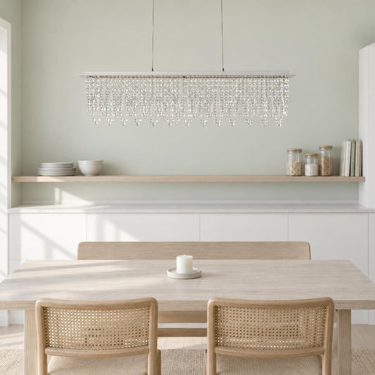 Obolg Scala hanglamp chroom met kristalhangers – sfeerbeeld
