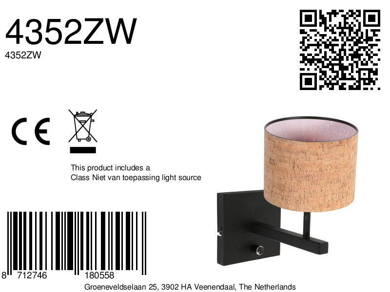 minimalistische-zwarte-wandlamp-met-kurken-kap-steinhauer-stang-variant-image8a