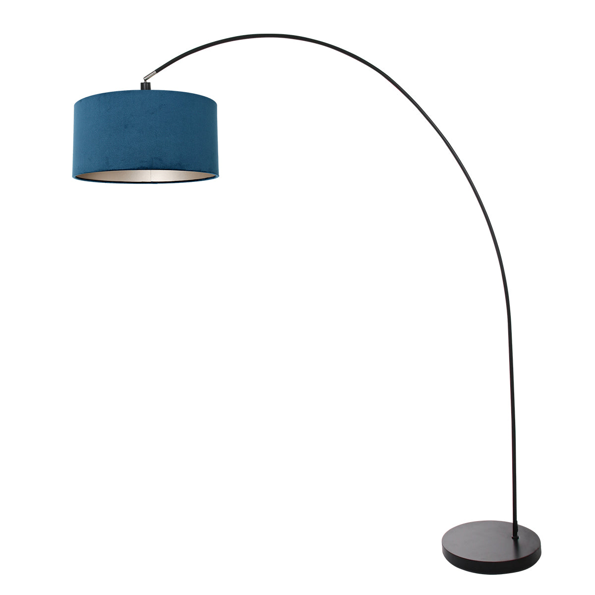 Båggolvlampa Solva i svart med blå lampskärm – bild 1