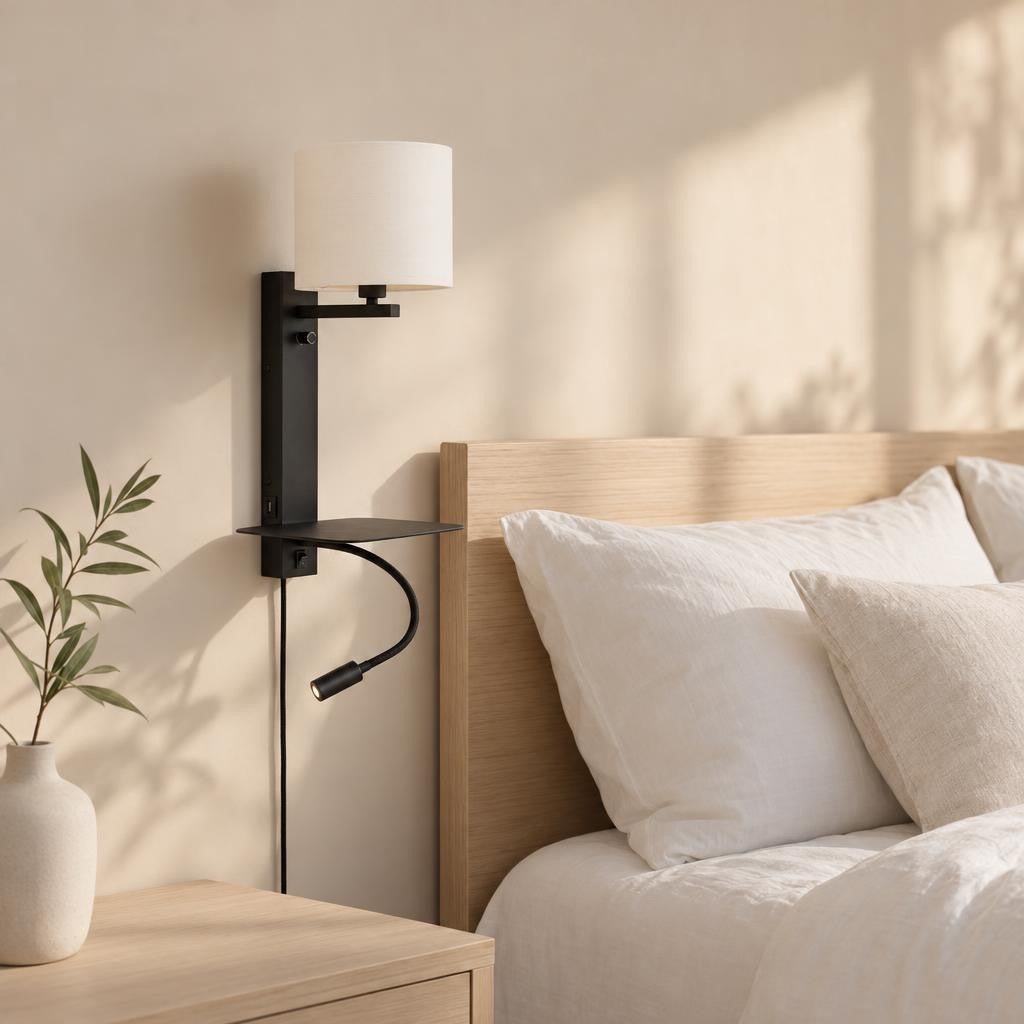 Настолна лампа Флорънс бял памук метал bedside lamp E14 It’s About Romi Florence/WXL/B/1815/W – интериорна снимка