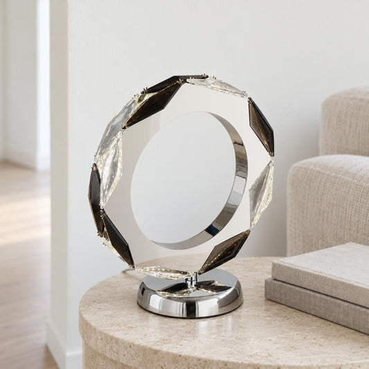 BRONQ Karilion ringvormige tafellamp chroom – sfeerbeeld