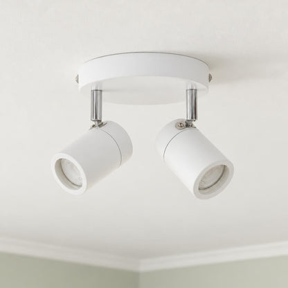 Mexlite Upround LED-loftspot i hvid med 2 spots – stemningsbillede