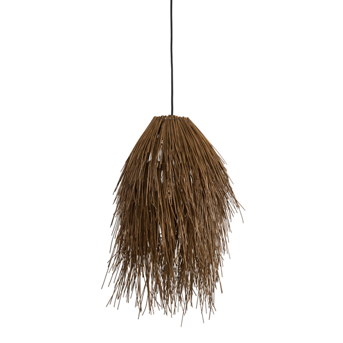 Lampada a sospensione in rattan marrone scuro di media grandezza Light & Living Arisco