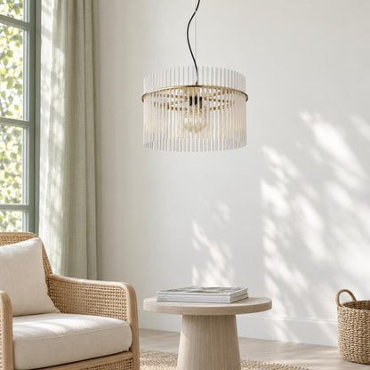 Gorley Gold Pendant Light with Glass Columns – lifestyle image