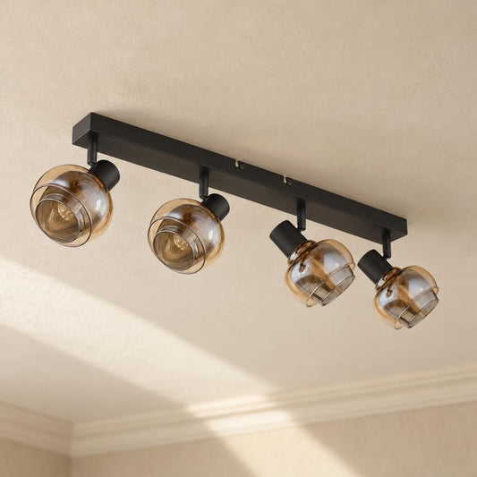 Globo Tokki 4-Light Black Glass Spotlight – lifestyle image